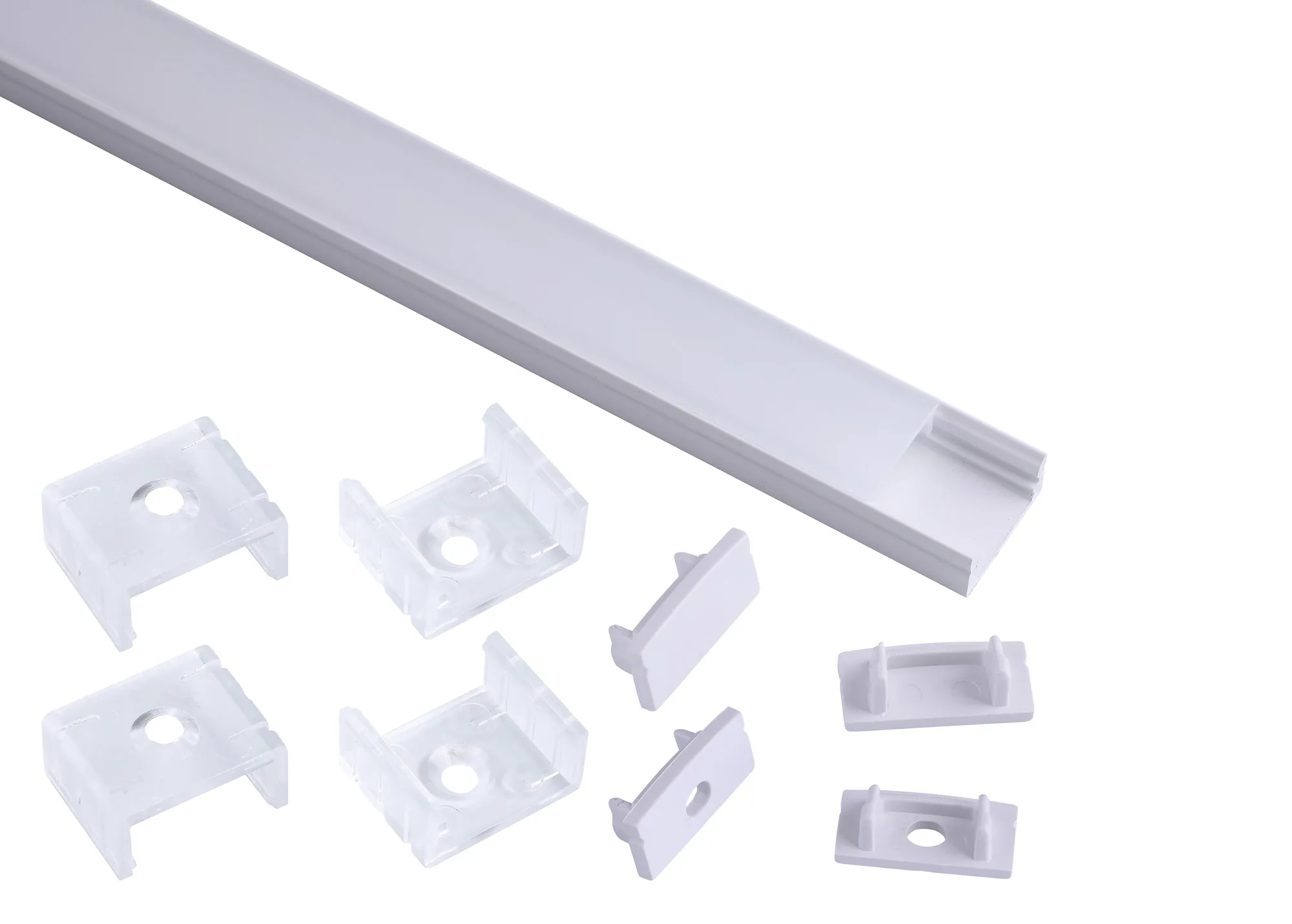 M7381  Tiras 2m, 17 x 8.5mm White Aluminium Profile With Diffuser And Accessories